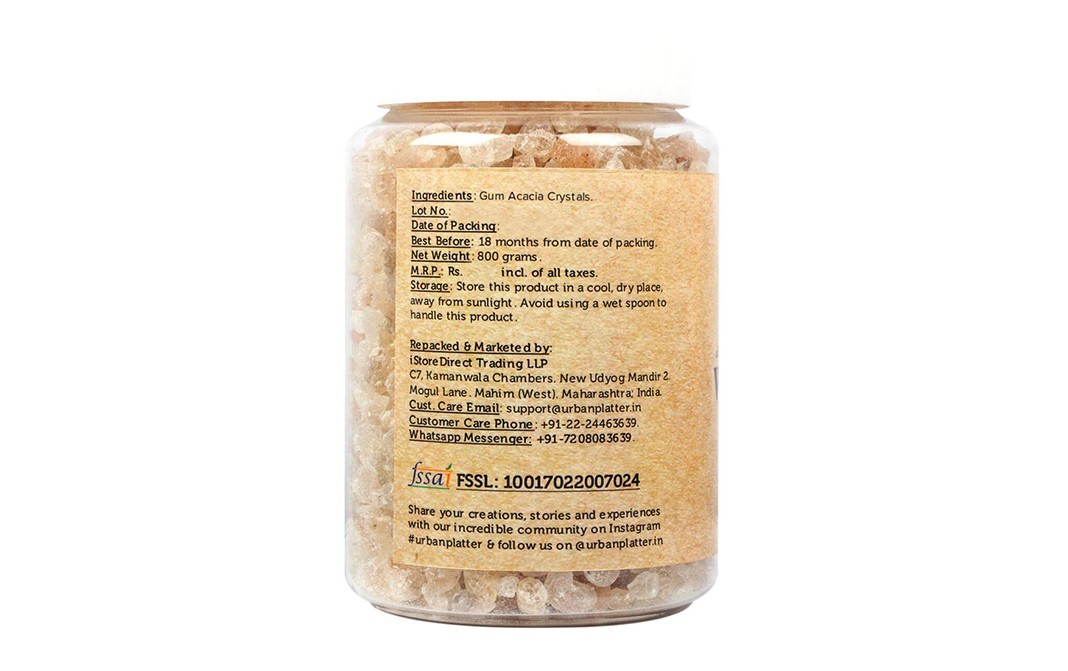 Urban Platter Whole Gum Acacia Crystals   Plastic Jar  800 grams